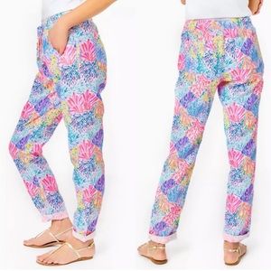 ❤️ Lilly Pulitzer Taron Mid-rise Linen Pant multi splashdance